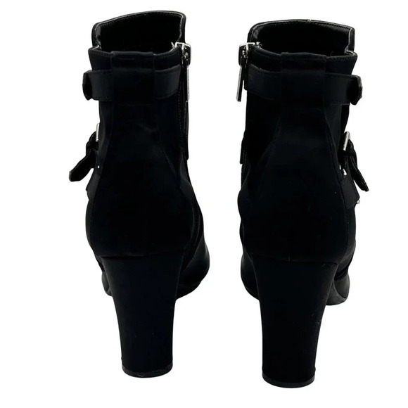 Unisa Unryder Womens 8.5M Black Ankle Bootie Buckle Straps Zip up Biker Boots - Picture 3 of 16